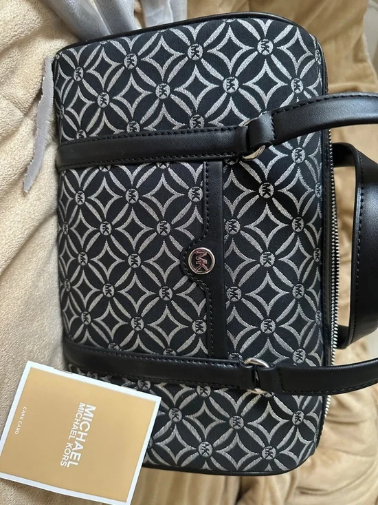 Michael Kors Black and White Patterned Satchel NWT - Picture 3 of 11